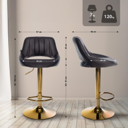 Tabouret de bar Milet, similicuir, doré brun