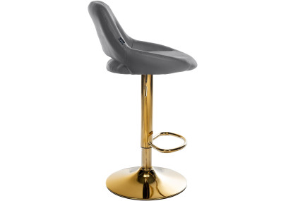 Tabouret de bar Milet, similicuir, doré et gris