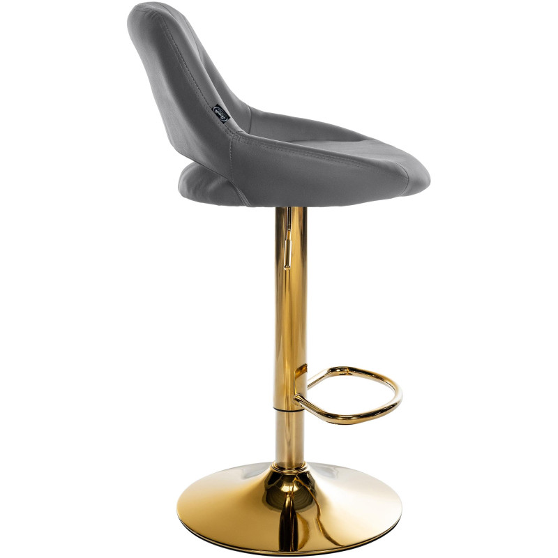 Tabouret de bar Milet, similicuir, doré gris