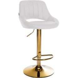 Taburete de bar Milet, couro sintético, dourado branco