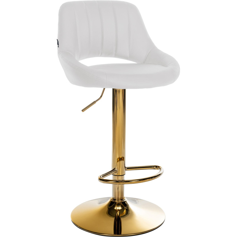 Taburete de bar Milet, polipiel, blanco dorado