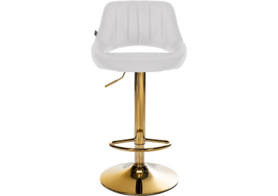 Tabouret de bar Milet, similicuir, or et blanc
