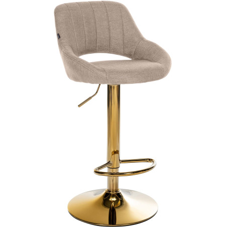 Tabouret de bar Milet, tissu doré taupe