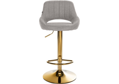 Tabouret de bar Milet, tissu doré et gris