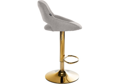 Tabouret de bar Milet, tissu doré et gris