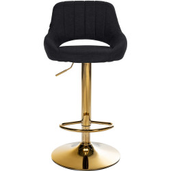 Tabouret de bar Milet, tissu doré noir