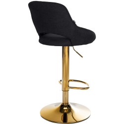 Tabouret de bar Milet, tissu doré noir