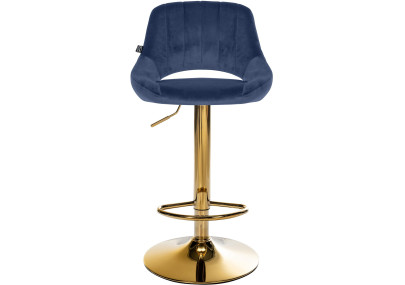 Tabouret de bar Milet en velours doré bleu