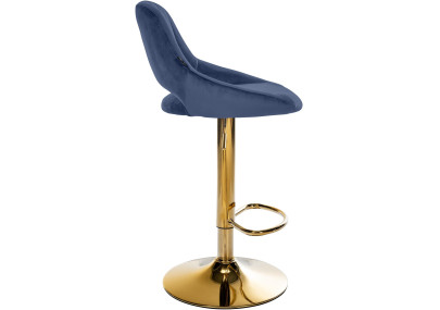 Tabouret de bar Milet en velours doré bleu