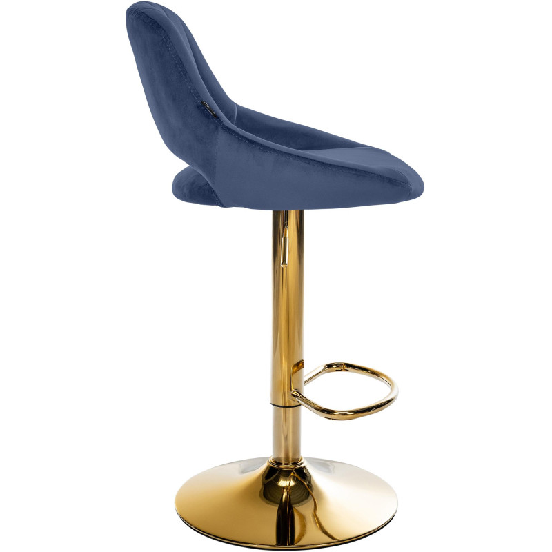Tabouret de bar Milet en velours doré bleu