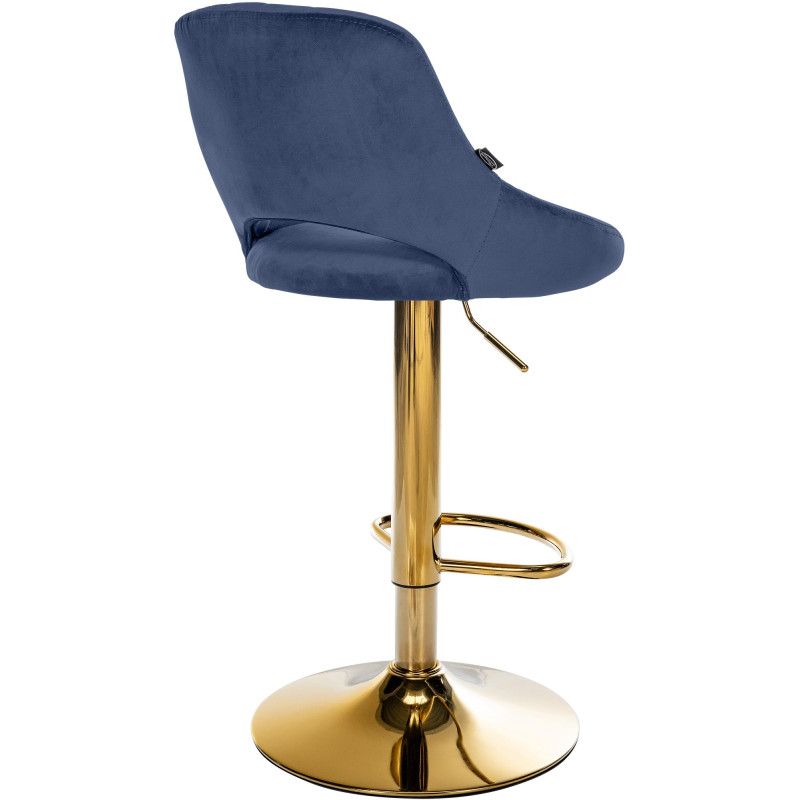 Tabouret de bar Milet en velours doré bleu