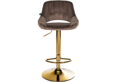 Taburete de bar Milet en terciopelo dorado marrón