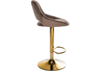 Tabouret de bar Milet en velours, doré et marron