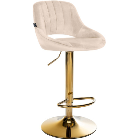 Tabouret de bar Milet en velours doré crème