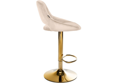 Tabouret de bar Milet en velours, or et crème