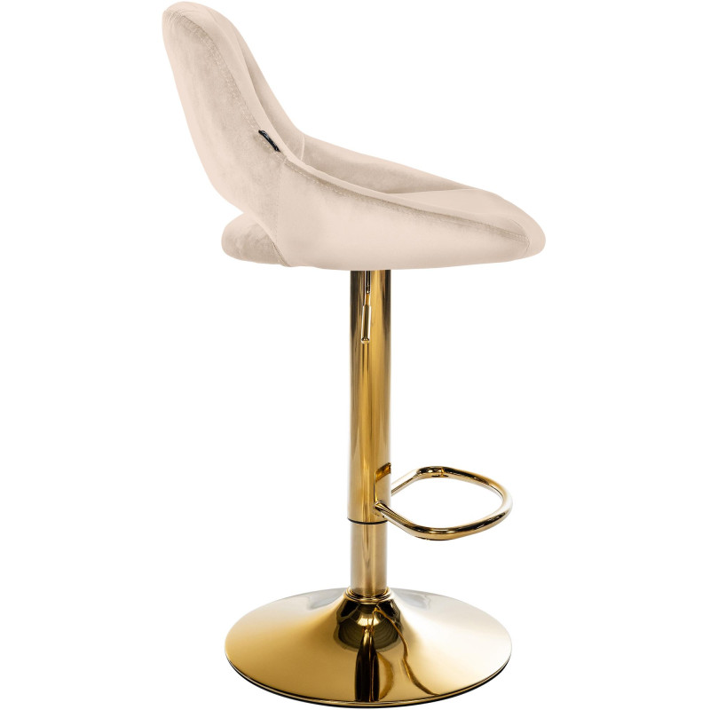 Tabouret de bar Milet en velours doré crème