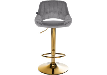 Taburete de bar Milet em veludo dourado cinza escuro