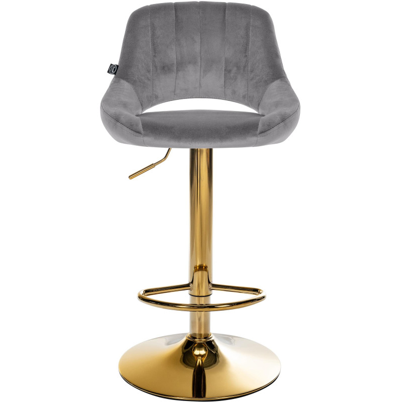 Tabouret de bar Milet en velours doré gris foncé
