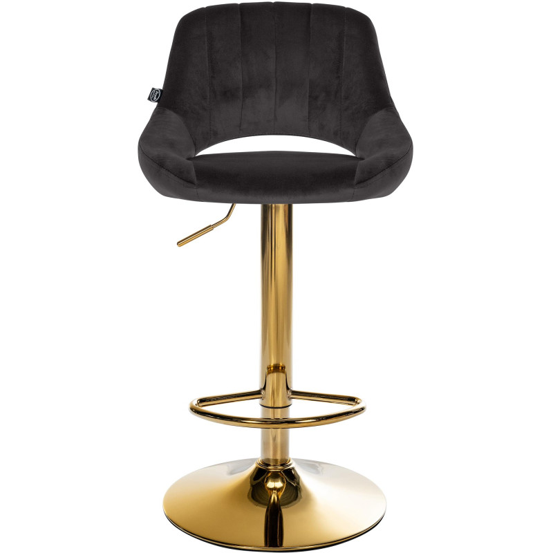 Tabouret de bar Milet en velours doré noir