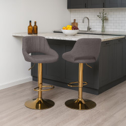 Ensemble de 2 tabourets de bar Milet en tissu G gris foncé