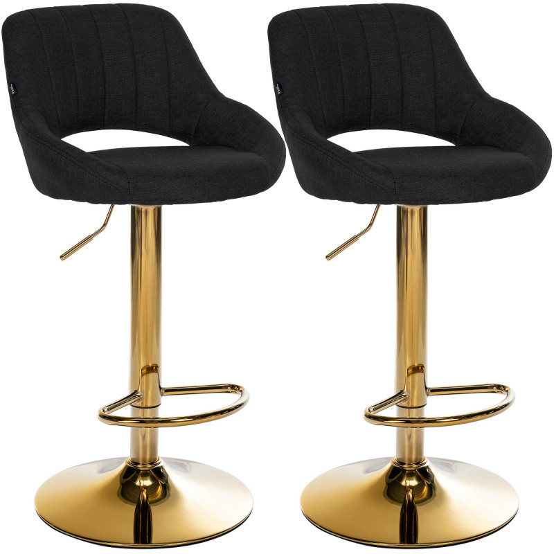 Conjunto de 2 taburetes de bar Milet en tela G negro