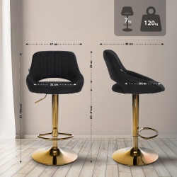 Ensemble de 2 tabourets de bar Milet en tissu G noir