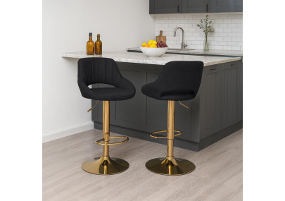 Lot de 2 tabourets de bar Milet en tissu noir.