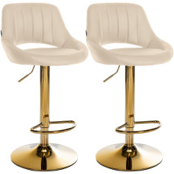 Ensemble de 2 tabourets de bar Milet, similicuir G crème