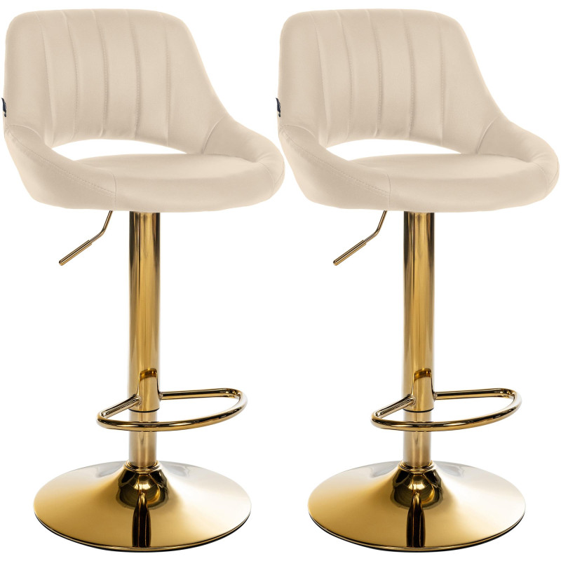 Ensemble de 2 tabourets de bar Milet, similicuir G crème