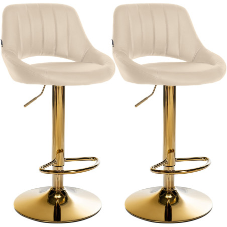 Ensemble de 2 tabourets de bar Milet, similicuir G crème