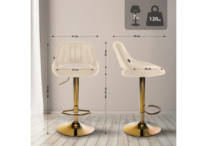 Conjunto de 2 taburetes de bar Milet, polipiel color crema