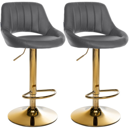 Ensemble de 2 tabourets de bar Milet, similicuir G gris