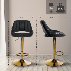 Ensemble de 2 tabourets de bar Milet, similicuir G noir