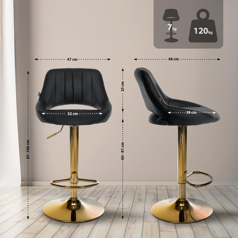 Ensemble de 2 tabourets de bar Milet, similicuir G noir