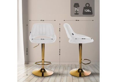 Ensemble de 2 tabourets de bar Milet, similicuir, blanc