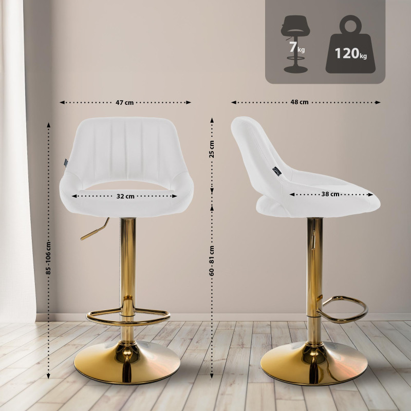 Conjunto de 2 taburetes de bar Milet, polipiel blanco G