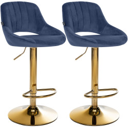 Coppia di sgabelli da bar Milet in velluto blu G