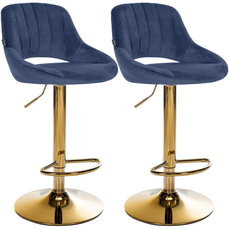 Coppia di sgabelli da bar Milet in velluto blu G