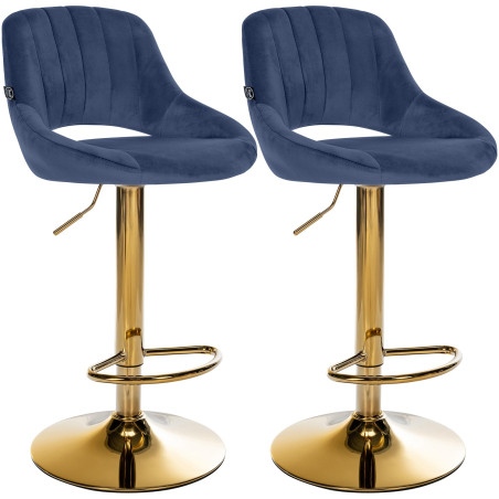 Coppia di sgabelli da bar Milet in velluto blu G