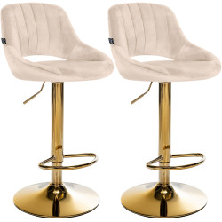 Conjunto de 2 bancos de bar Milet em veludo G creme