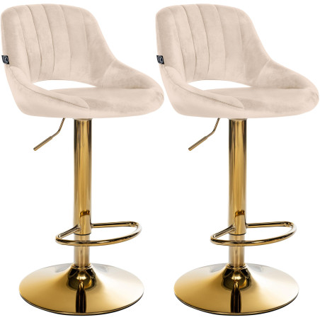 Conjunto de 2 taburetes de bar Milet en terciopelo G crema