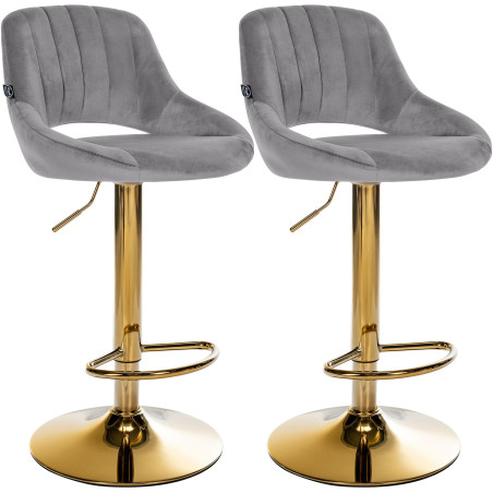 Ensemble de 2 tabourets de bar Milet en velours G gris foncé