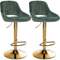 Ensemble de 2 tabourets de bar Milet en velours G vert