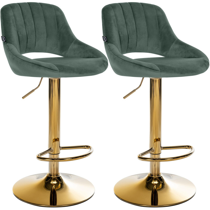 Ensemble de 2 tabourets de bar Milet en velours G vert