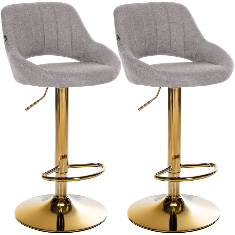 Conjunto de 2 taburetes de bar Milet de tela G gris