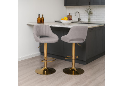 Ensemble de 2 tabourets de bar Milet en tissu gris G