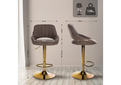 Ensemble de 2 tabourets de bar Milet en tissu marron clair