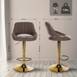 Ensemble de 2 tabourets de bar Milet en tissu G brun
