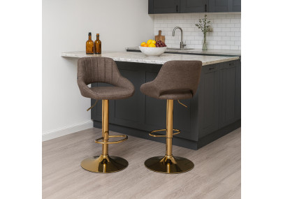 Ensemble de 2 tabourets de bar Milet en tissu marron clair