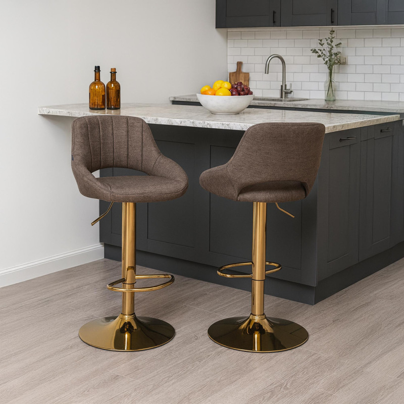 Ensemble de 2 tabourets de bar Milet en tissu G brun